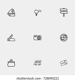 Travel line icon set
