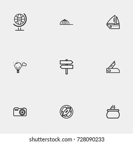 Travel line icon set