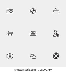 Travel line icon set