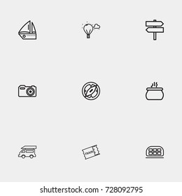 Travel line icon set