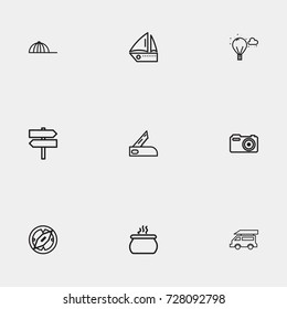 Travel line icon set