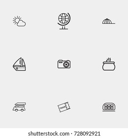 Travel line icon set