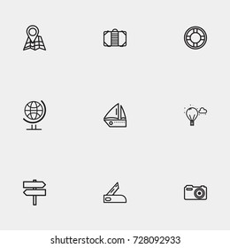 Travel line icon set