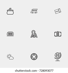 Travel line icon set