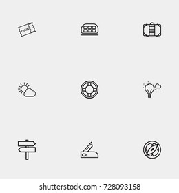 Travel line icon set