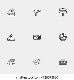 Travel line icon set