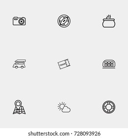 Travel line icon set