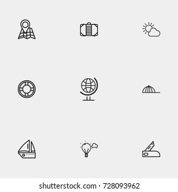 Travel line icon set