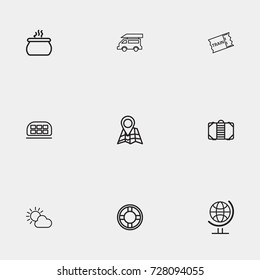 Travel line icon set
