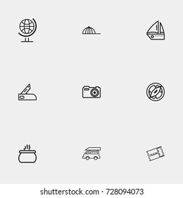 Travel line icon set