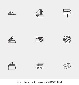 Travel line icon set