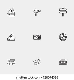 Travel line icon set