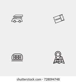 Travel line icon set