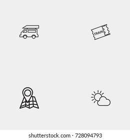 Travel line icon set
