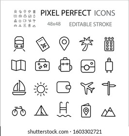 Travel line icon set vector illustration 