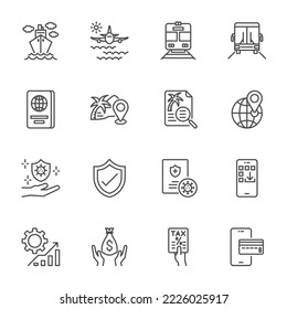 Travel Line Icons for Ease of Traveling concept. Simple thin line icons set, Vector icon design