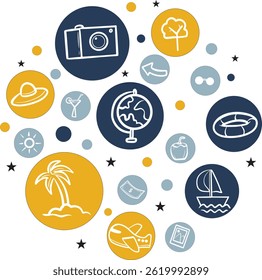 Travel Line Icons, Travel Line Editable Icons set, travel and vacation icons, Illustration of travel icons set,