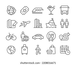 Travel - Line Icons - Editable Stroke