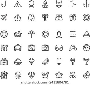 Travel Line Icons Editable Stroke - stock