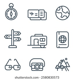 Travel Line Icons. Editable Stroke. Pixel Perfect. For Mobile and Web