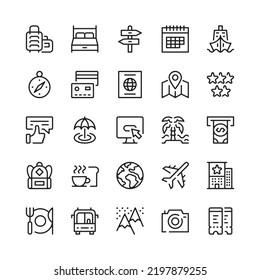 Travel line icons. Outline symbols. Vector line icons set