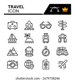 Travel line icons set. Editable Stroke