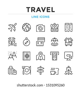 Travel line icons set. Modern outline elements, graphic design concepts, simple symbols collection. Vector line icons