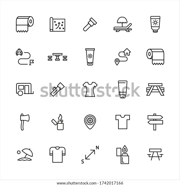 travel line icons set.\
Stroke vector elements for trendy design. Simple pictograms for\
mobile concept and web apps. Vector line icons isolated on a white\
background. 