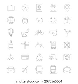 Travel line icons set. Vocation outline large collection. Tourism linear symbols collection. Vector isolated on white.