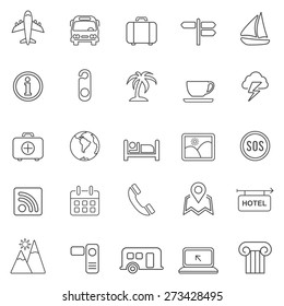 Travel line icons set.Vector