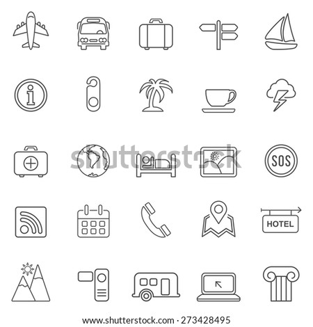 Travel line icons set.Vector