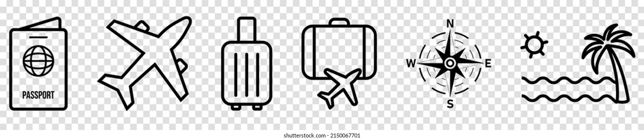 Travel line icons. Vector illustration isolated on transparent background