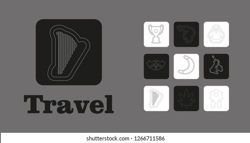 Travel Line Icons for Web and Mobile. Thin line icons. on grey background