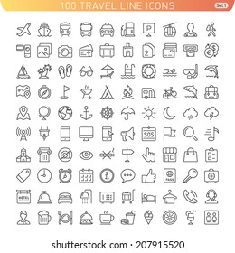 Travel Line Icons for Web and Mobile. Light version.