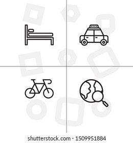 Travel lineal icon set tranparent background
