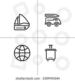 Travel lineal icon set tranparent background