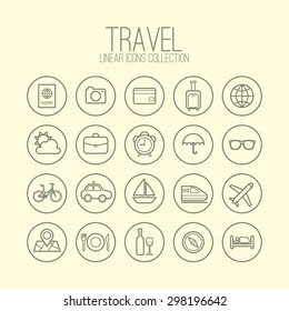 Travel Linear Icons Collection