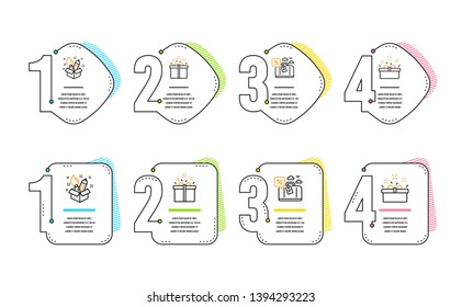 Travel loan, Creativity and Special offer icons simple set. Present box sign. Trip discount, Design idea, Delivery box. Sale offer. Holidays set. Infographic timeline. Line travel loan icon. Vector