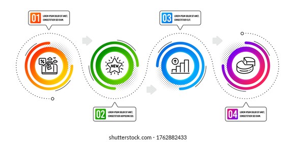Travel loan, Graph chart and Pie chart line icons set. Infographic timeline. New star sign. Trip discount, Growth report, 3d graph. Shopping. Finance set. Options banner with travel loan icon. Vector