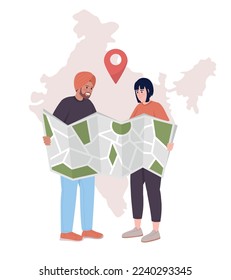 Travel locally together with partner 2D vector isolated illustration. Relationship activity flat characters on world map background. Colorful editable scene for mobile, website, presentation