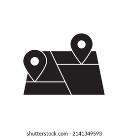 Travel Location icon in black flat glyph, filled style isolated on white background
