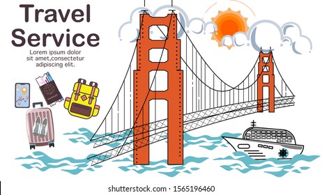 Travel location icons for banner, infographic, design for ui, ux, of website or publisher, flat vector, easy to adjust color, cruise ship