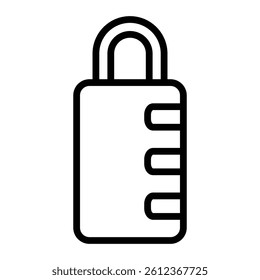 Travel Lock Vector Line Icon Design