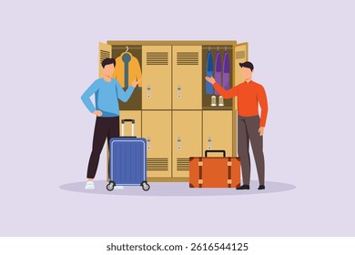Travel Locker Concept. Colored flat vector illustration isolated