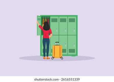  Travel Locker Concept. Colored flat vector illustration isolated