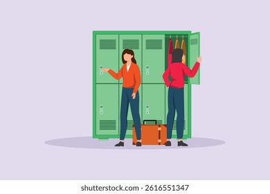  Travel Locker Concept. Colored flat vector illustration isolated