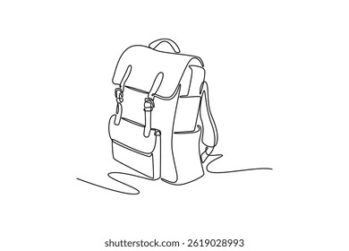 Concepto de armario de viaje. Diseño de dibujo de línea única. Ilustración gráfica de Vector
