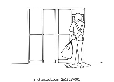 Travel locker concept. Single line draw design. Vector graphic illustration