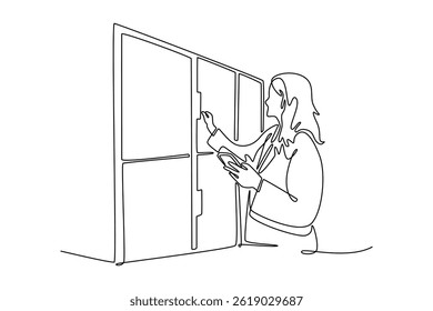 Travel locker concept. Single line draw design. Vector graphic illustration