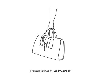 Travel locker concept. Single line draw design. Vector graphic illustration